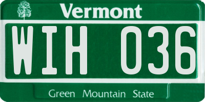 VT license plate WIH036