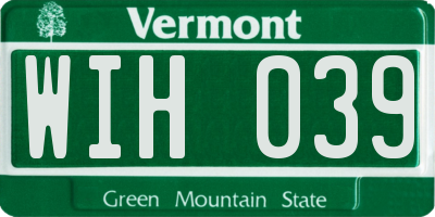 VT license plate WIH039