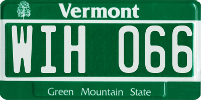 VT license plate WIH066
