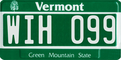 VT license plate WIH099
