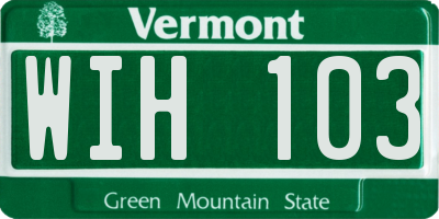 VT license plate WIH103