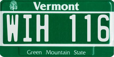 VT license plate WIH116
