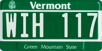 VT license plate WIH117