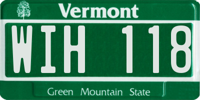 VT license plate WIH118