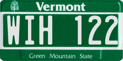 VT license plate WIH122