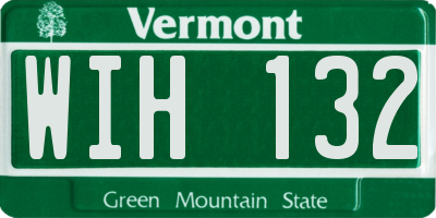 VT license plate WIH132