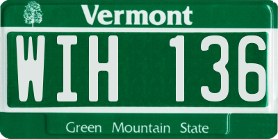 VT license plate WIH136