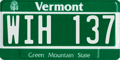 VT license plate WIH137
