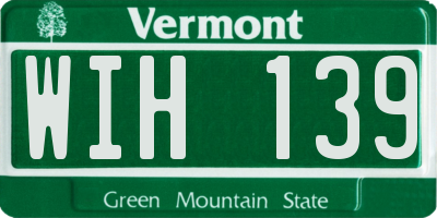 VT license plate WIH139
