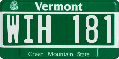 VT license plate WIH181