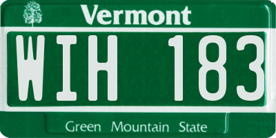 VT license plate WIH183