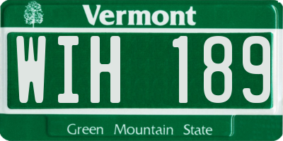 VT license plate WIH189
