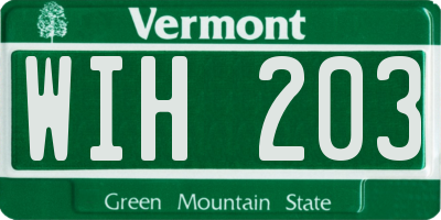 VT license plate WIH203