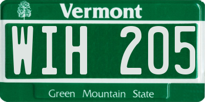 VT license plate WIH205