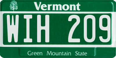 VT license plate WIH209