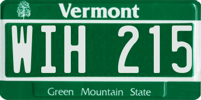 VT license plate WIH215