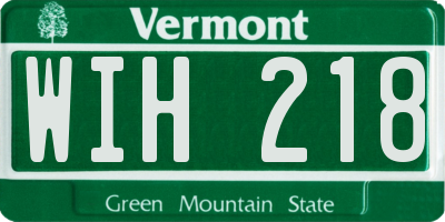 VT license plate WIH218