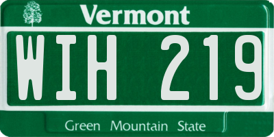 VT license plate WIH219