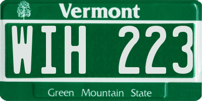 VT license plate WIH223