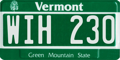 VT license plate WIH230