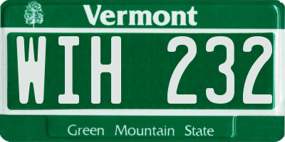 VT license plate WIH232