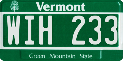 VT license plate WIH233