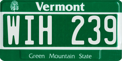 VT license plate WIH239
