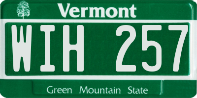 VT license plate WIH257