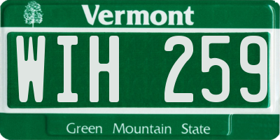 VT license plate WIH259
