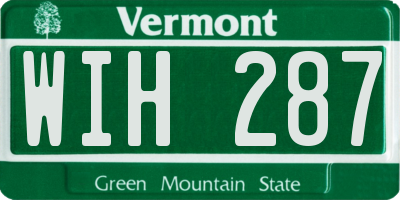 VT license plate WIH287
