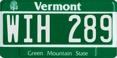 VT license plate WIH289
