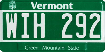 VT license plate WIH292