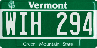 VT license plate WIH294