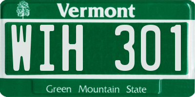 VT license plate WIH301
