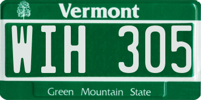 VT license plate WIH305