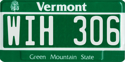 VT license plate WIH306