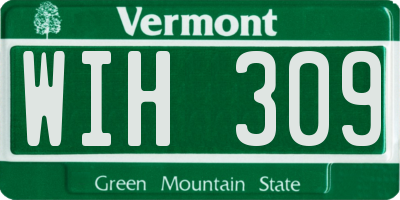 VT license plate WIH309