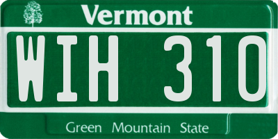 VT license plate WIH310