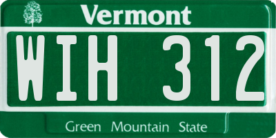 VT license plate WIH312