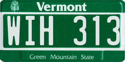 VT license plate WIH313