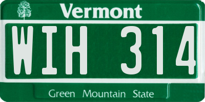 VT license plate WIH314