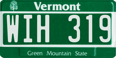 VT license plate WIH319