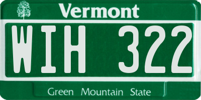 VT license plate WIH322