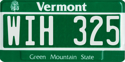 VT license plate WIH325