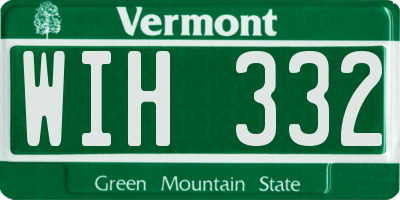 VT license plate WIH332