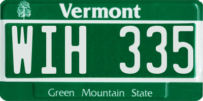 VT license plate WIH335