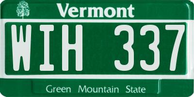 VT license plate WIH337