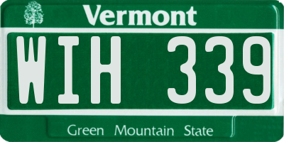 VT license plate WIH339