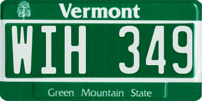 VT license plate WIH349