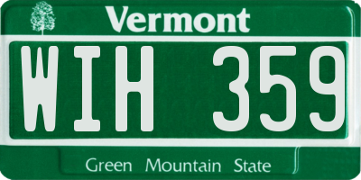 VT license plate WIH359